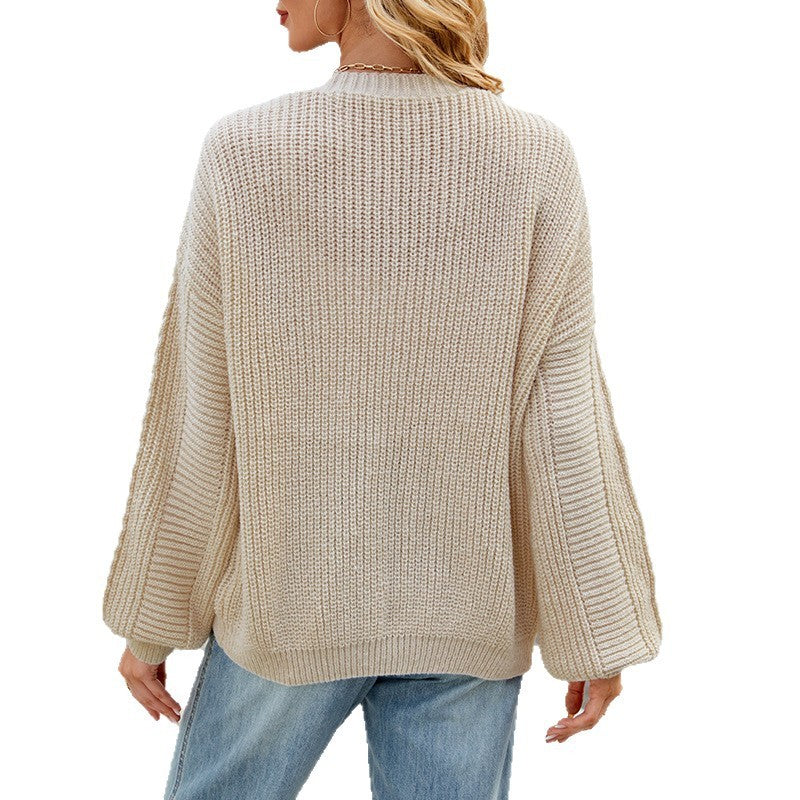 Button Up V-Neck Sweater Cardigan