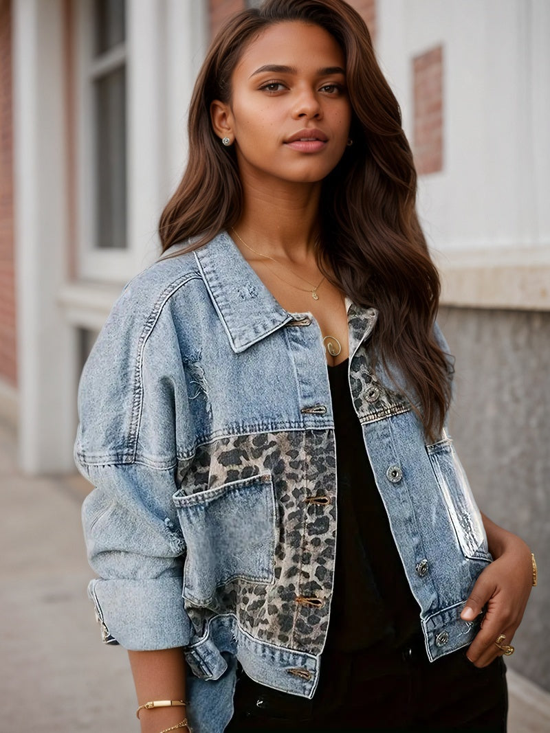 Leopard Denim Jacket